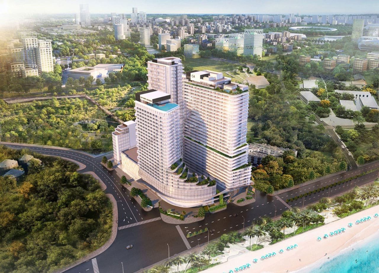 Phối cảnh kiến trúc lộng lẫy của dự án CSJ Tower Vũng Tàu, nằm kiêu hãnh ngay mặt tiền đường Thùy Vân, biểu tượng hưởng lợi lớn nhất từ quy hoạch hạ tầng.